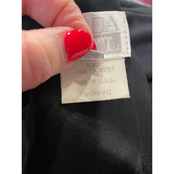 Moda Intl Womens Black Long Sleeve Dress Size 4 Sheer Sleeves Floral Hem Elegant - Picture 6 of 11